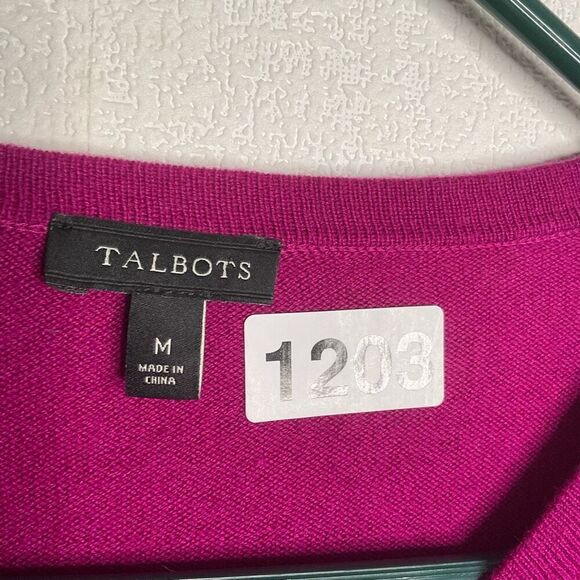 Talbots Cardigan Button Sweater Magenta Purple Raspberry‎ Cashmere Touch size M - Picture 6 of 10